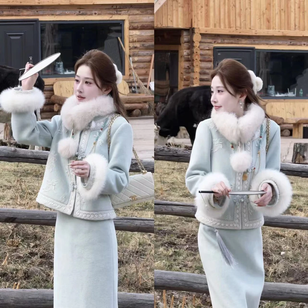 【婷婷】《月下青瓷》纳入私服重工盘扣套装TT2SQTY2302