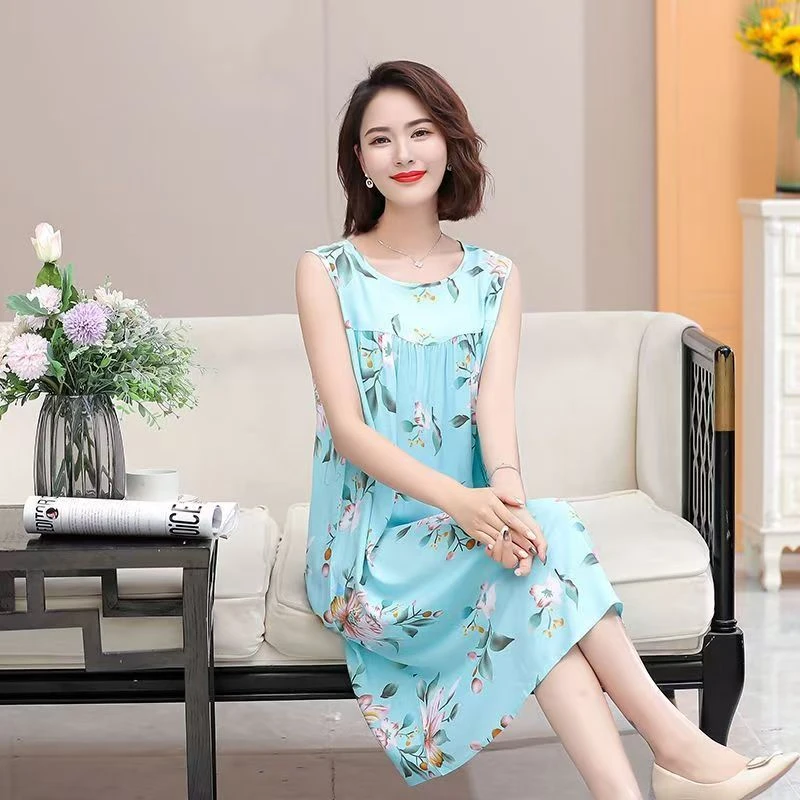 无袖——锦上添花+薄荷绿（妹妹推荐）棉绸裙子