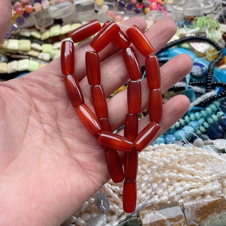 玛瑙/玉髓合金珠宝半成品一条9mm红玛瑙