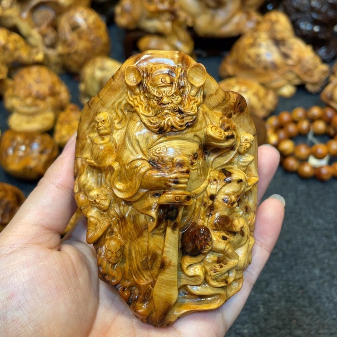柏木（崖柏）太行精品陈化黑金独瘤钟馗手摆件