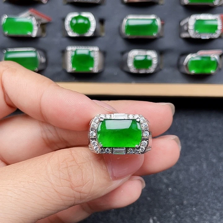 翡翠银S925镶嵌戒指编号3766没运费险