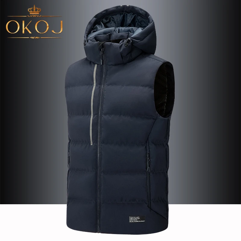 OKOJ运动马甲男防风保暖棉马甲连帽可拆卸秋冬季新款无袖坎肩外套