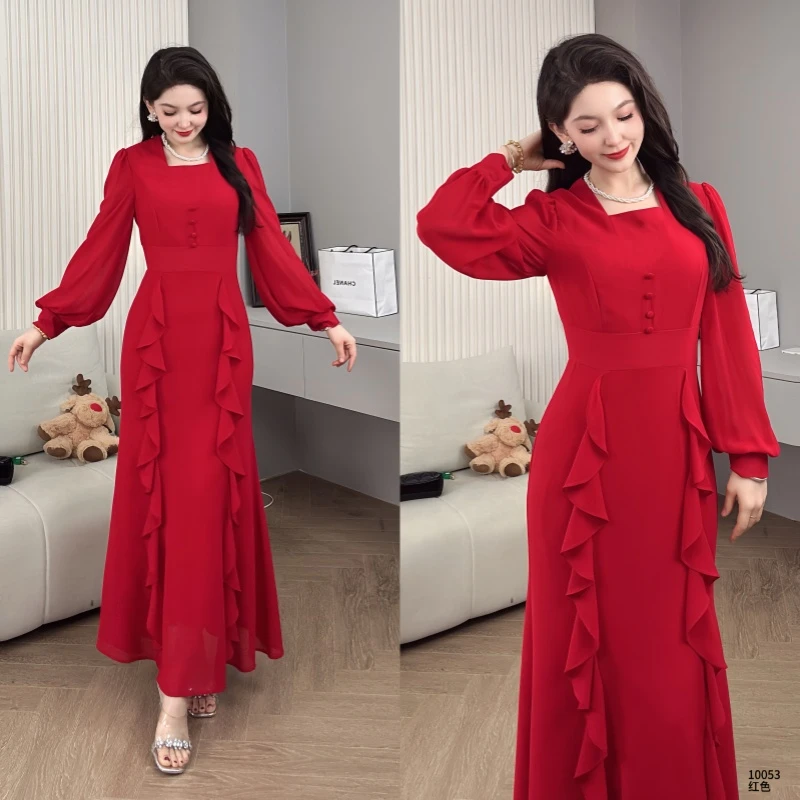 Saeda品牌女装民族风长款显瘦气质连衣裙YF10053