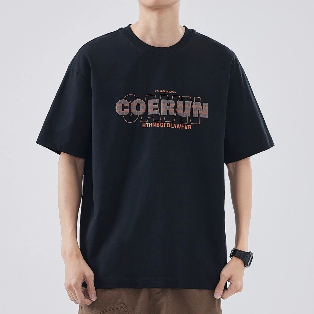 雅鹿男装纯棉t恤新款印花宽松纯棉半袖宽松衣服短袖t恤短袖男t恤