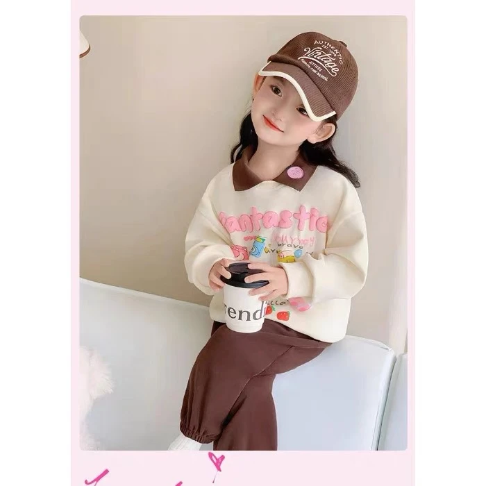 女童春秋款加绒卫衣新款休闲时尚卫衣女童卫衣