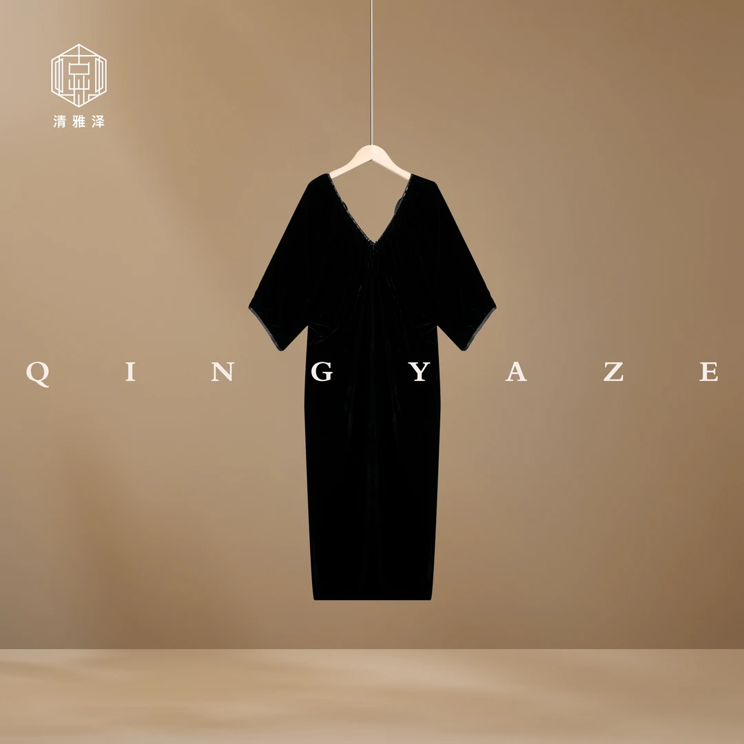 月光华尔兹！设计感真丝丝绒连衣裙！GZ5662