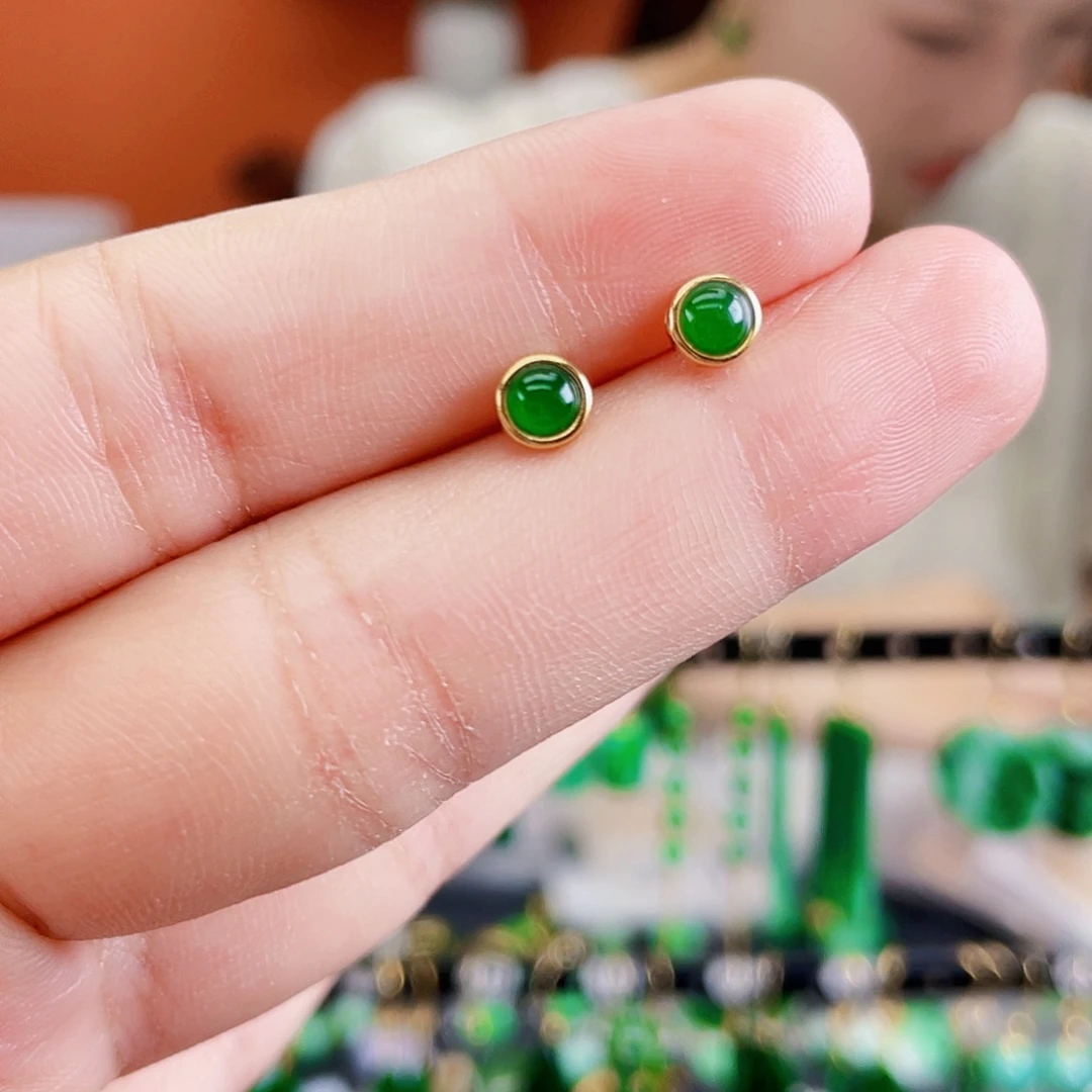 银S925镶嵌翡翠耳饰