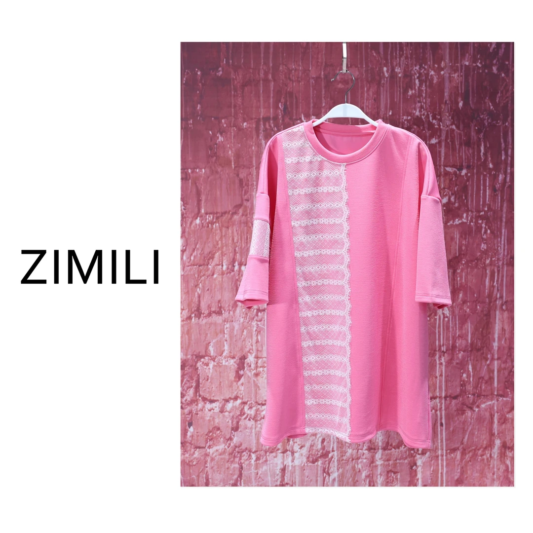 【亮哥女装】2025欧版《海棠》莱赛尔轻薄透气蔷薇粉挺阔大板T恤6501