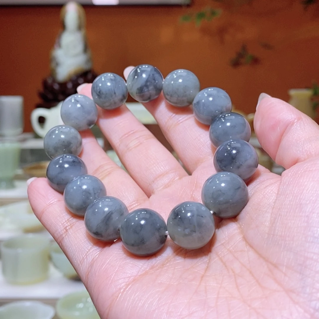 未镶嵌和田玉挂件和田玉青花飘墨手串16mm