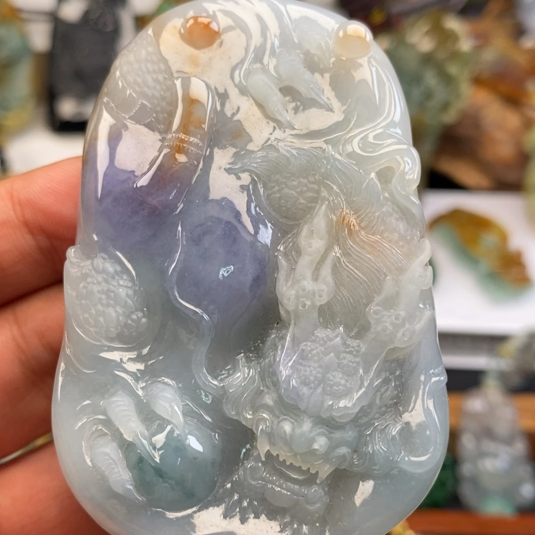 颈饰未镶嵌翡翠缅甸天然翡翠大龙牌
