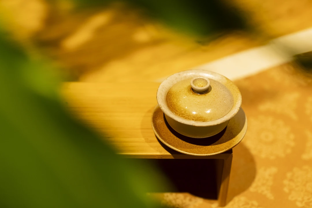 谢加阔 琥珀色小三才盖碗 手作柴烧