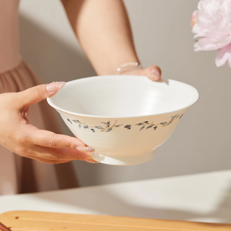 小清新蓝馨花7英寸拉面碗家用陶瓷餐具易清洗耐高温
