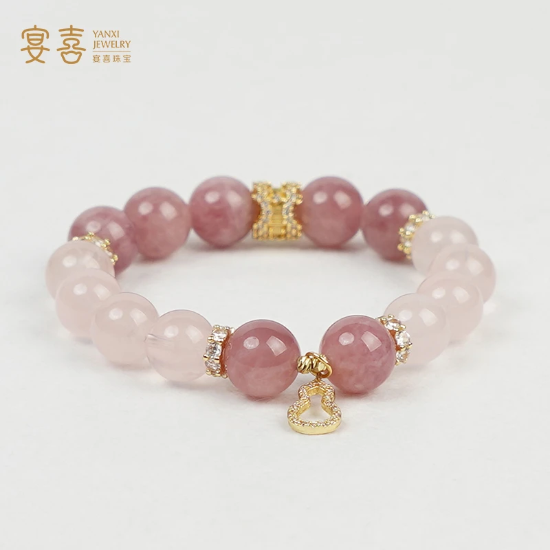 【红粉佳人】紫马粉水晶✖粉晶单圈手串 多样性发其一