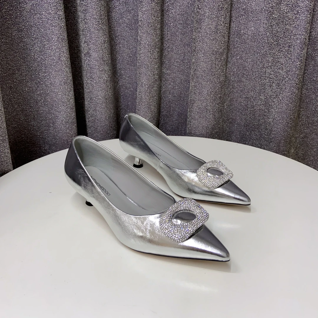 C6850   银色 高端尖头2025新款气质女浅口单鞋