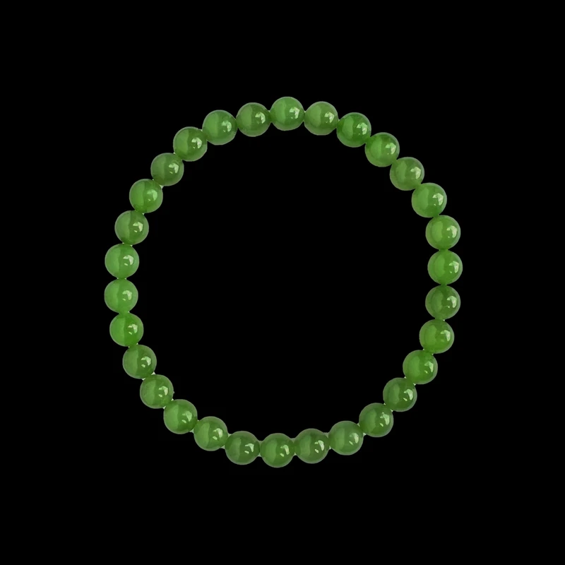 和田玉碧玉素圈手串 珠径6-6.5mm 手围15cm