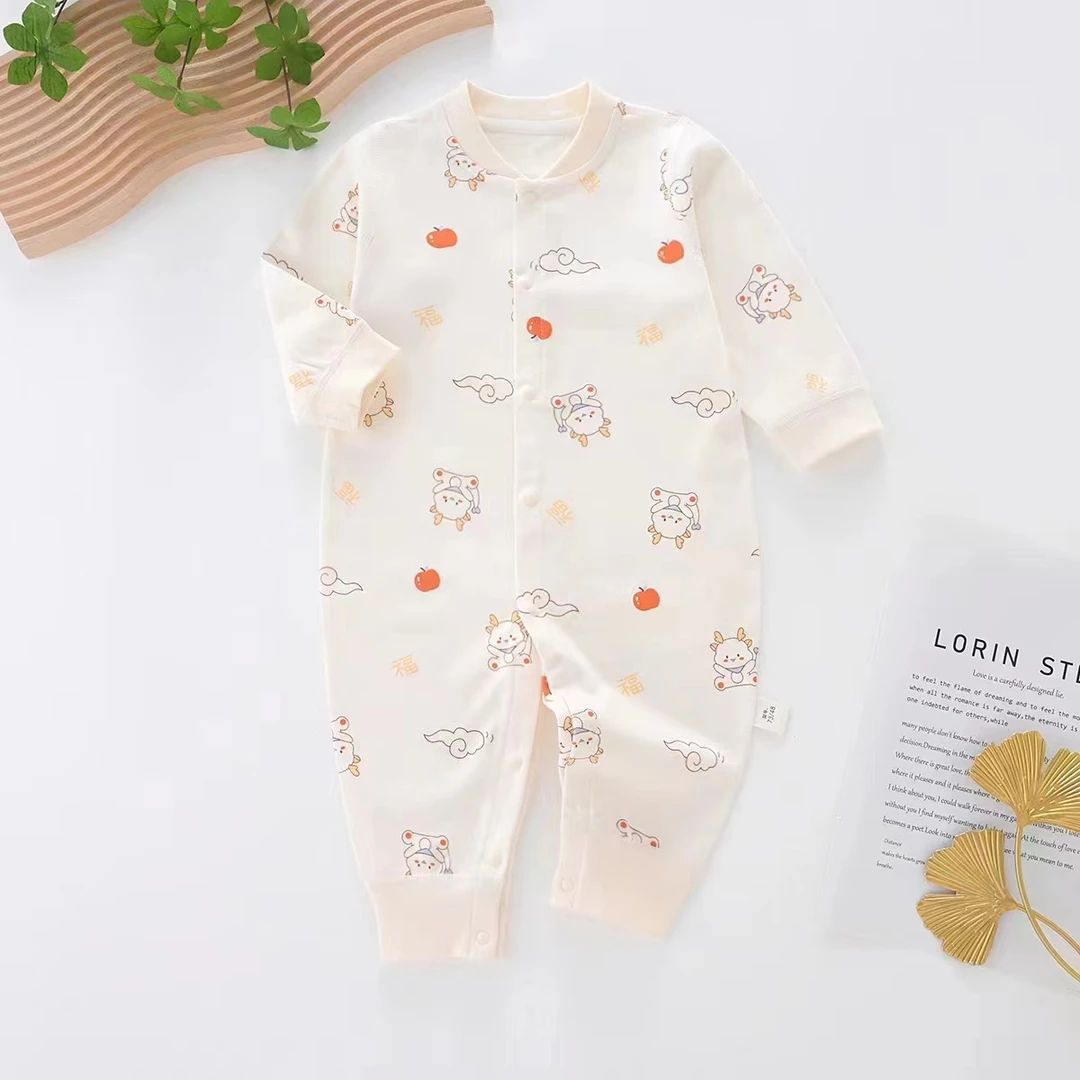 福龙 婴儿衣服四季连体衣无骨纯棉宝宝长袖哈衣幼儿打底爬服
