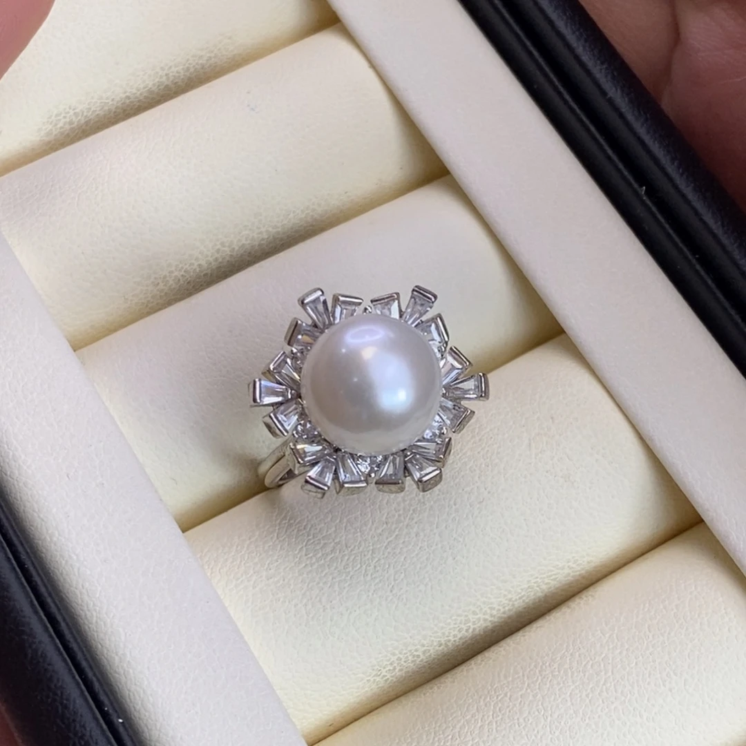 戒指银S925镶嵌淡水珍珠