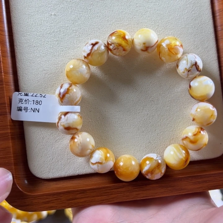 琥珀颈饰未镶嵌14mm纯天然沁色蜜蜡圆珠nn