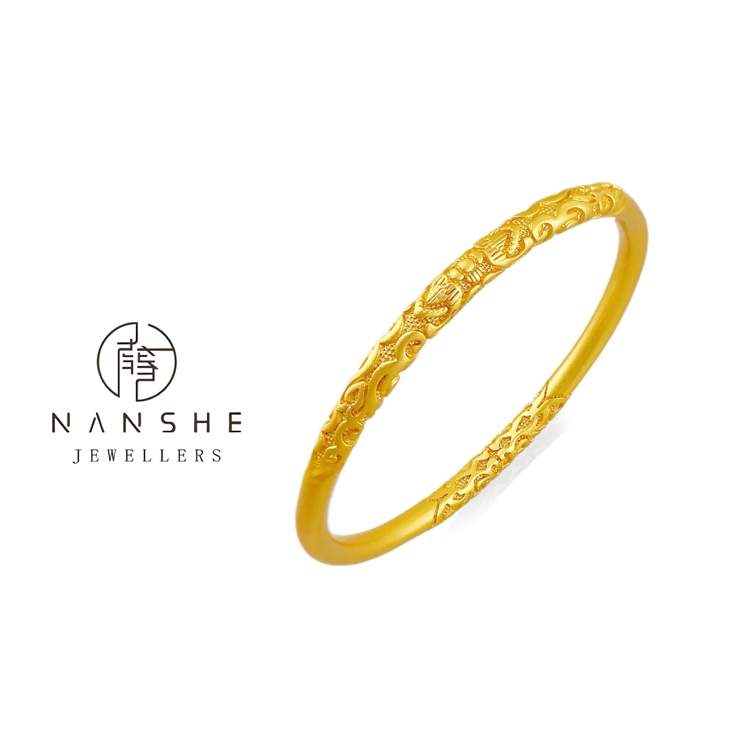 NANSHE/南奢卷草纹实心手镯古法传承FT