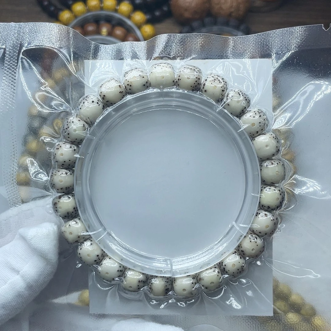 星月菩提手串原生态骨瓷白9.5✖️8.5月留白针尖星