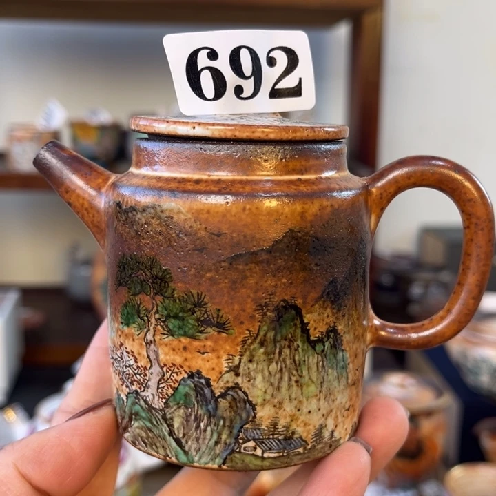 全手工柴烧志野壶手绘692
