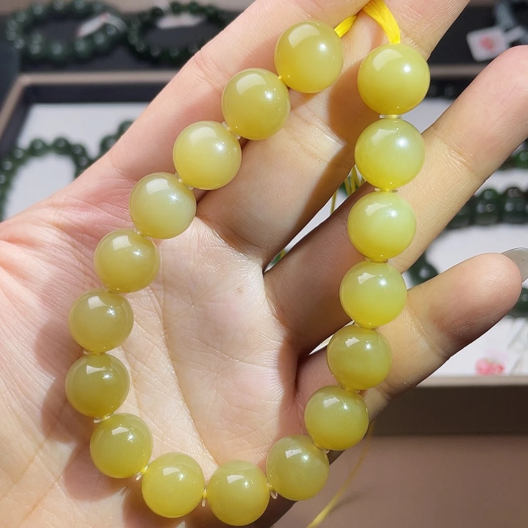 未镶嵌手链和田玉12 特细 蜜糖