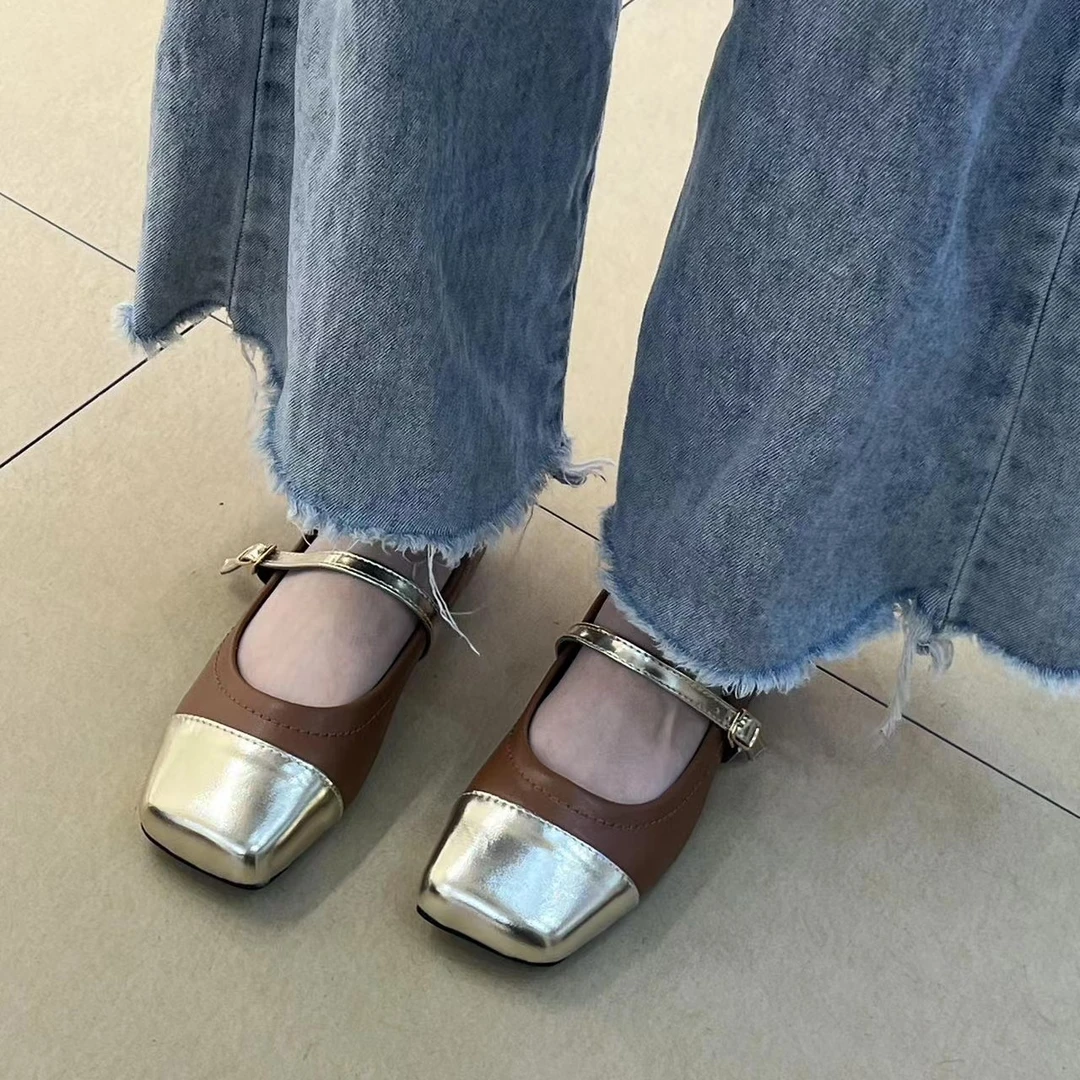 388-9 法式温柔风平底单鞋子女新款小香风拼色玛丽珍女鞋晚晚鞋