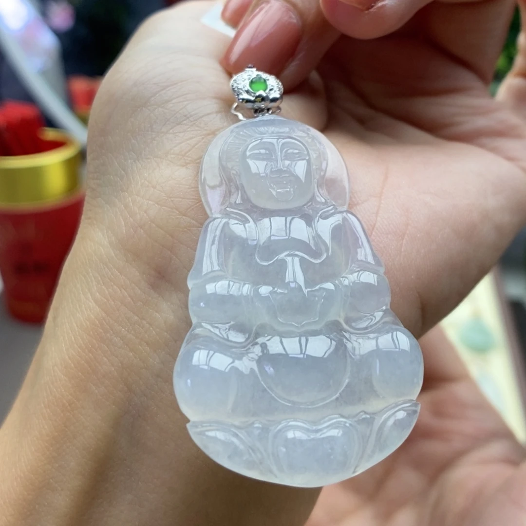 翡翠18K金镶嵌颈饰吊坠54