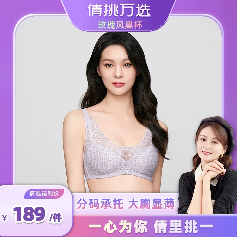 【倩挑万选专属】安莉芳风巢杯蕾丝大胸显小文胸EBW0872/EBW0934