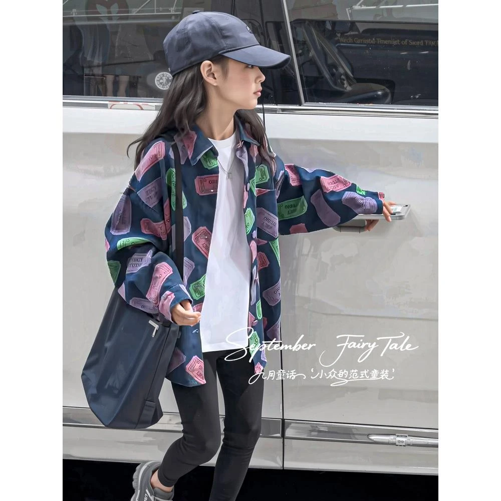 FAVMARTHA采购产品女孩春季和秋季衬衫儿童的长袖上衣2025新的中