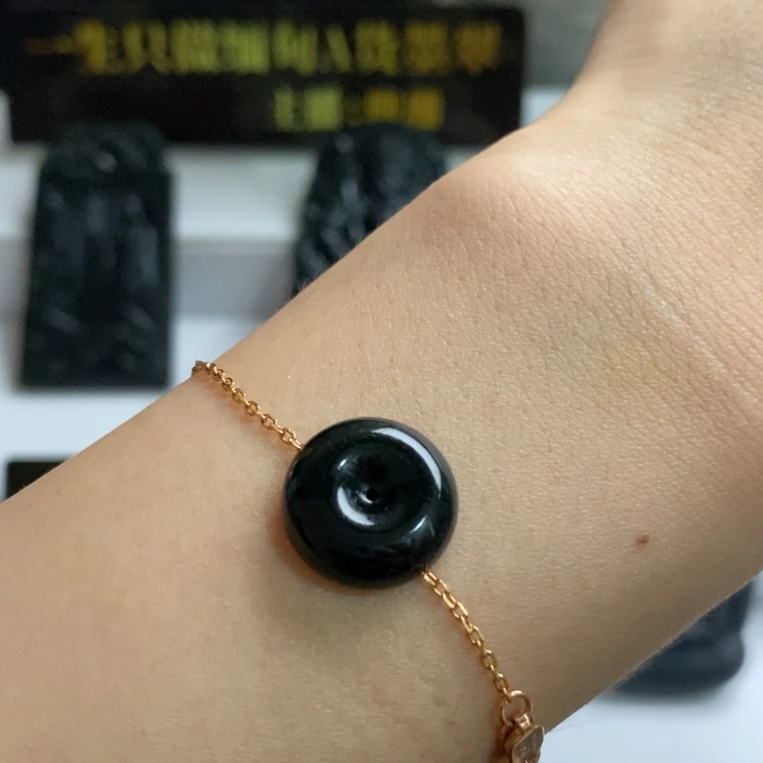 定制翡翠未镶嵌墨翠平安扣