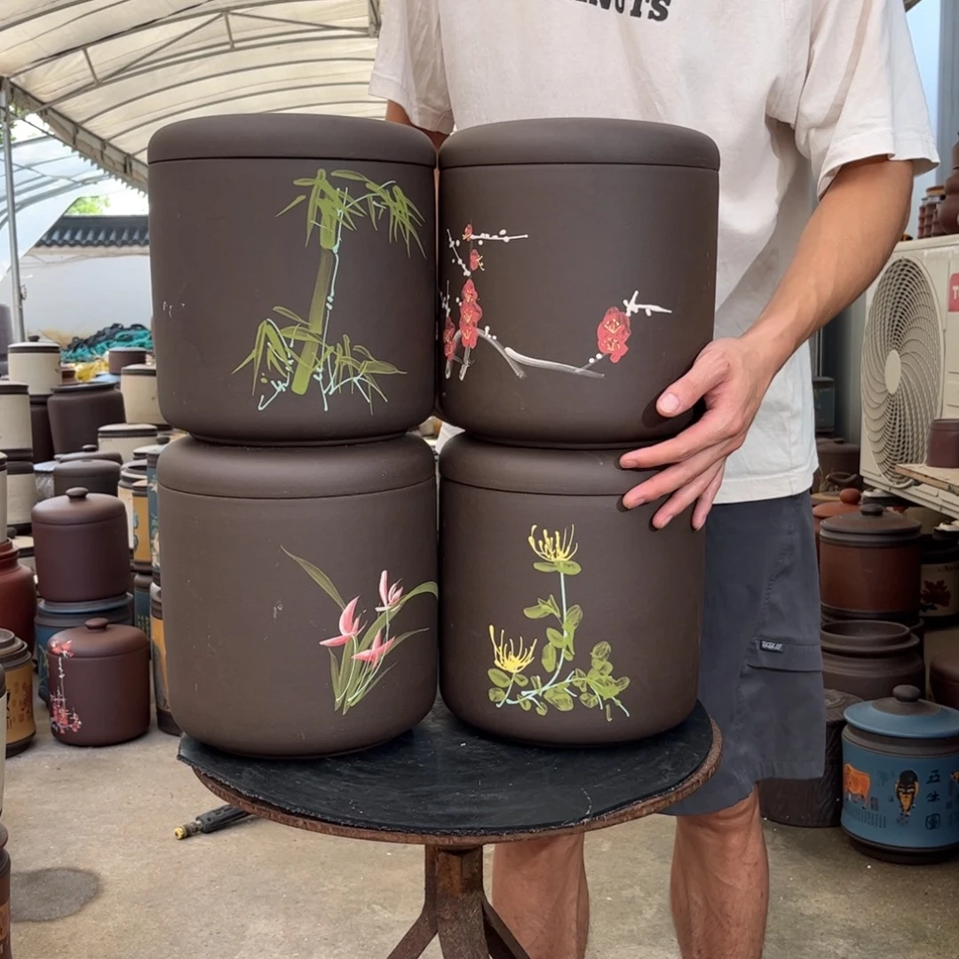 紫砂茶叶罐梅兰竹菊