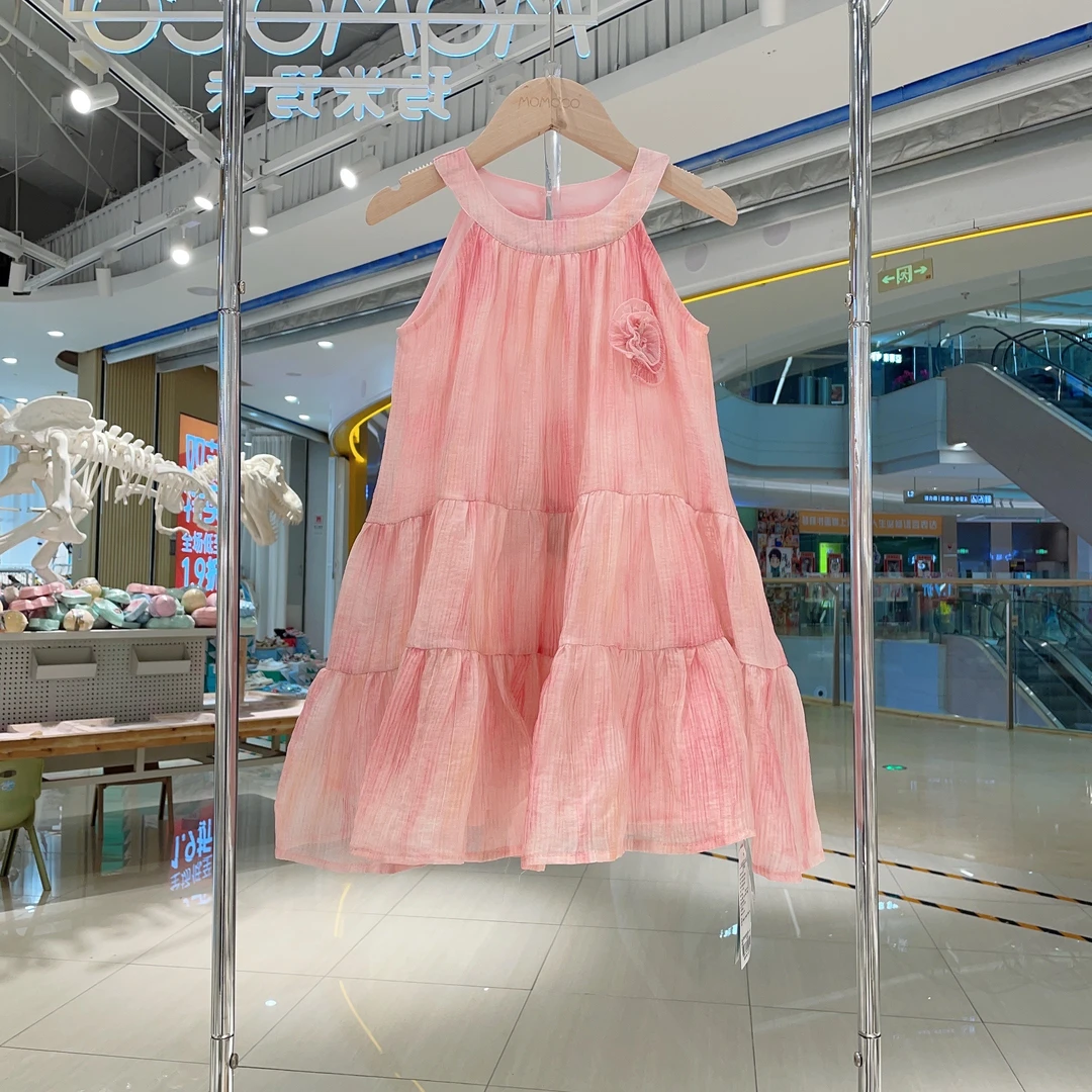 MOMOCO女童夏季新款时尚儿童甜美渐变挂脖连衣裙77630470008
