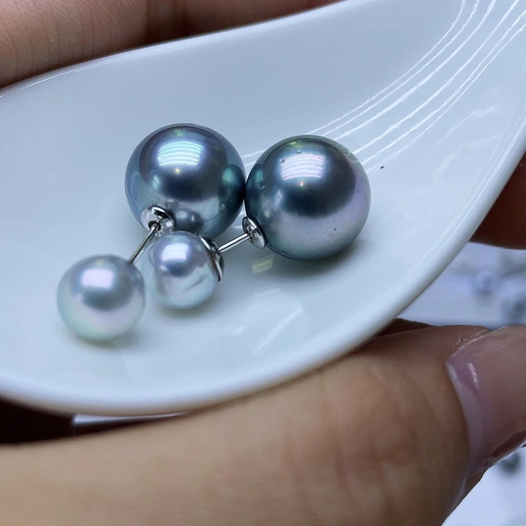 银S925镶嵌耳饰海水珍珠