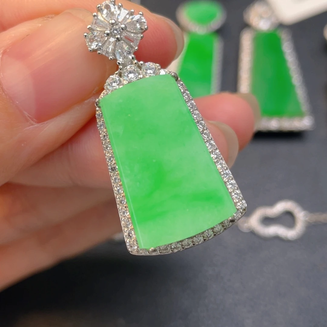 翡翠银S925镶嵌吊坠(不含链)