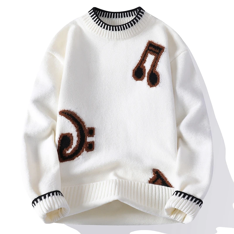 男生毛衣秋冬季青少年潮流帅气不起球学生白色毛线衣18岁男孩衣服