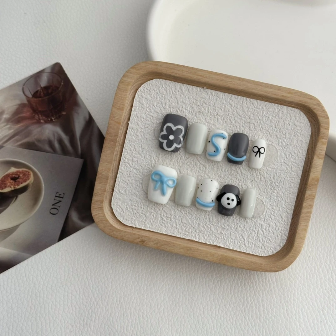 【忧郁小狗】Maoye手工定制高品质穿戴甲/撞色ins风/可爱