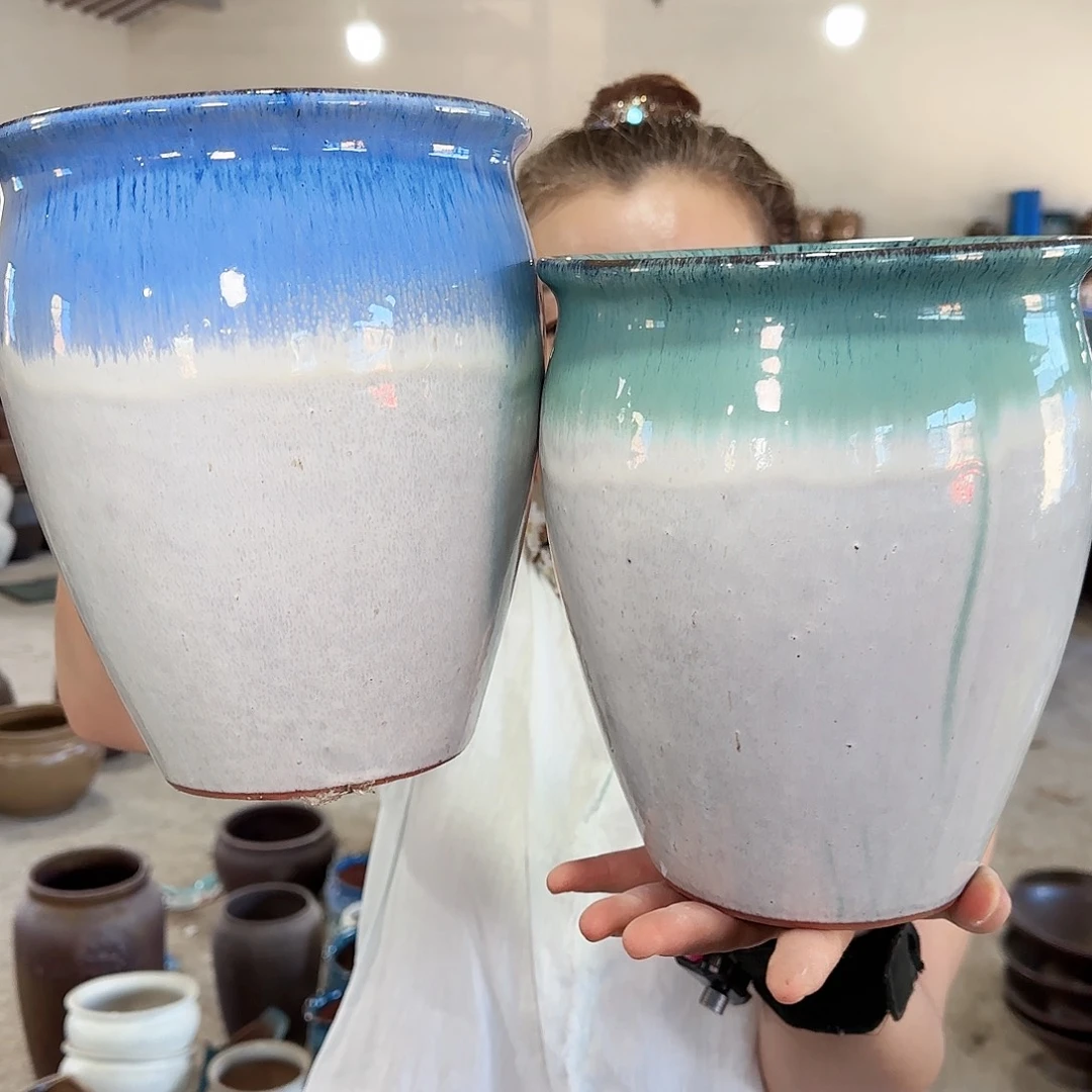 紫砂花盆高23口18。微瑕