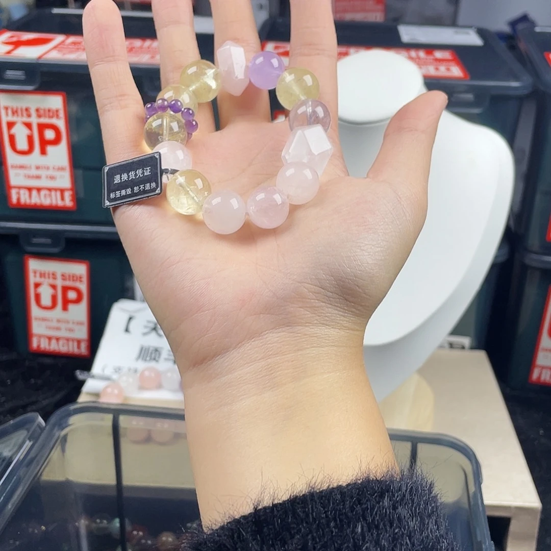 手链银S925镶嵌烟晶