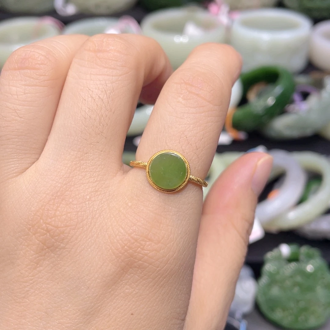 和田玉戒指银S925镶嵌