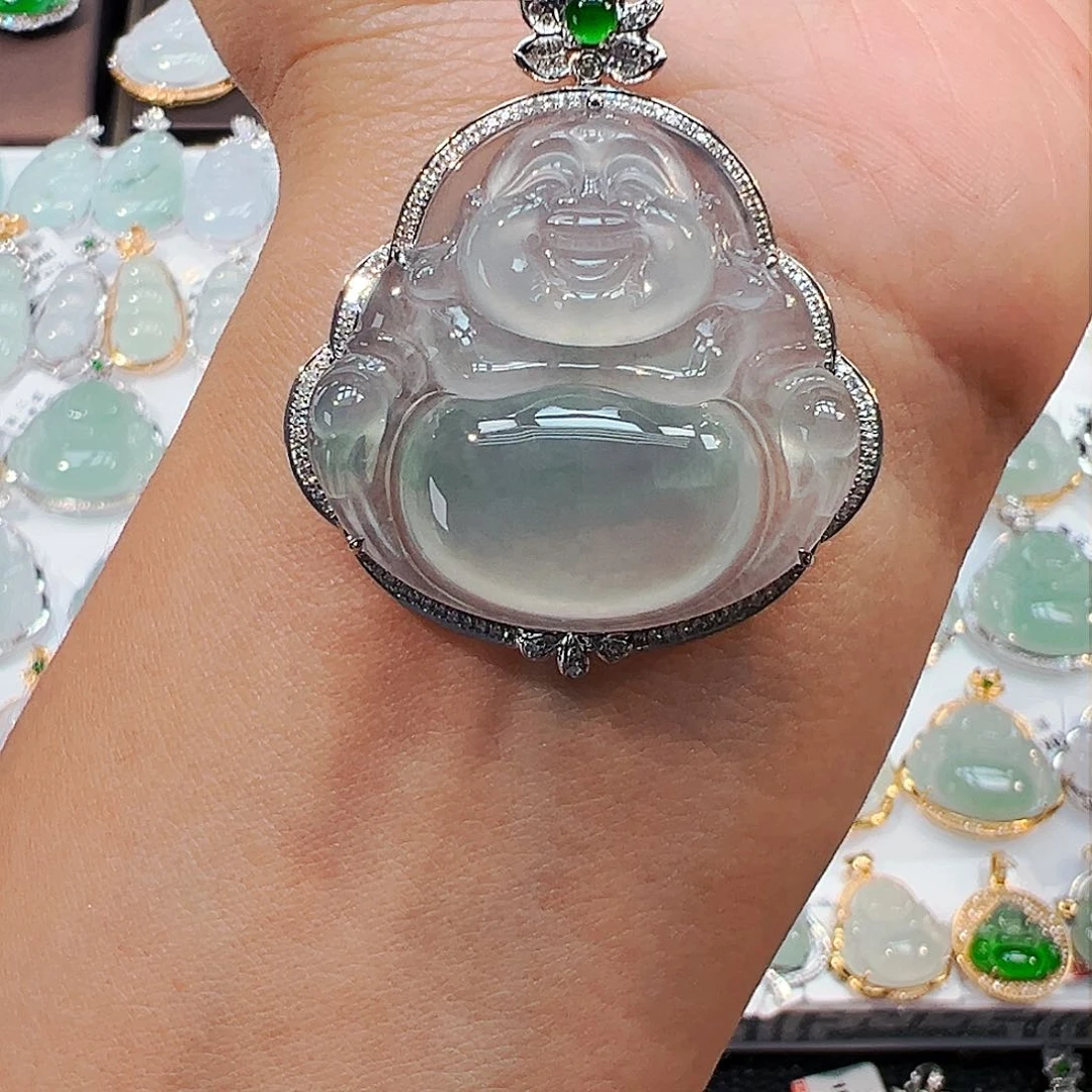 吊坠(不含链)18K金镶嵌翡翠佛公