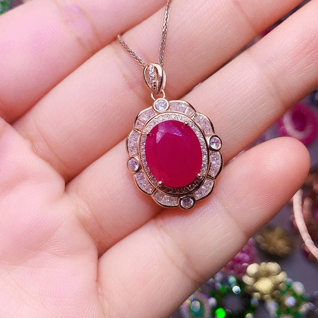 颈饰银S925镶嵌红宝石