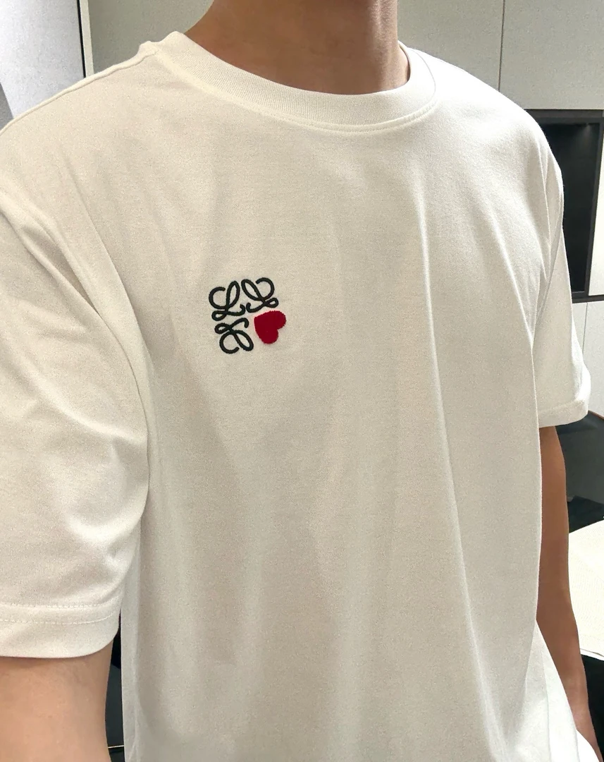 LOEW*新款爱心印花刺绣圆领时尚短袖休闲舒适百搭情侣款短袖