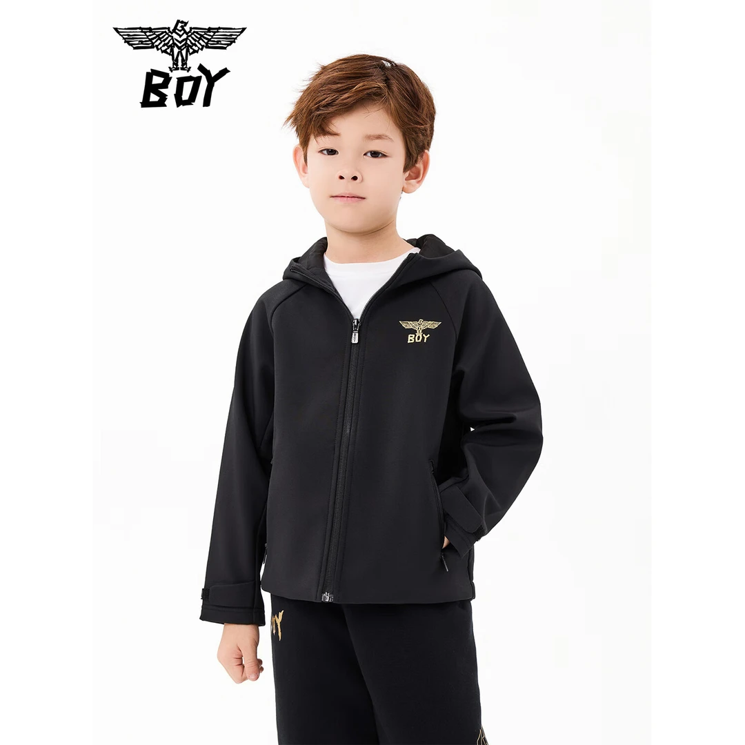 BOY JUNIOR25秋新款外套时尚潮流休闲夹克衫男童女童K23901 黑色