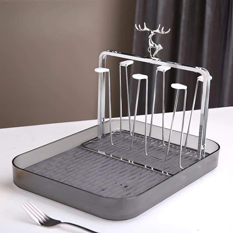 北欧麋鹿杯架家用倒挂沥水杯架客厅挂杯子收纳架置物架放茶杯托盘