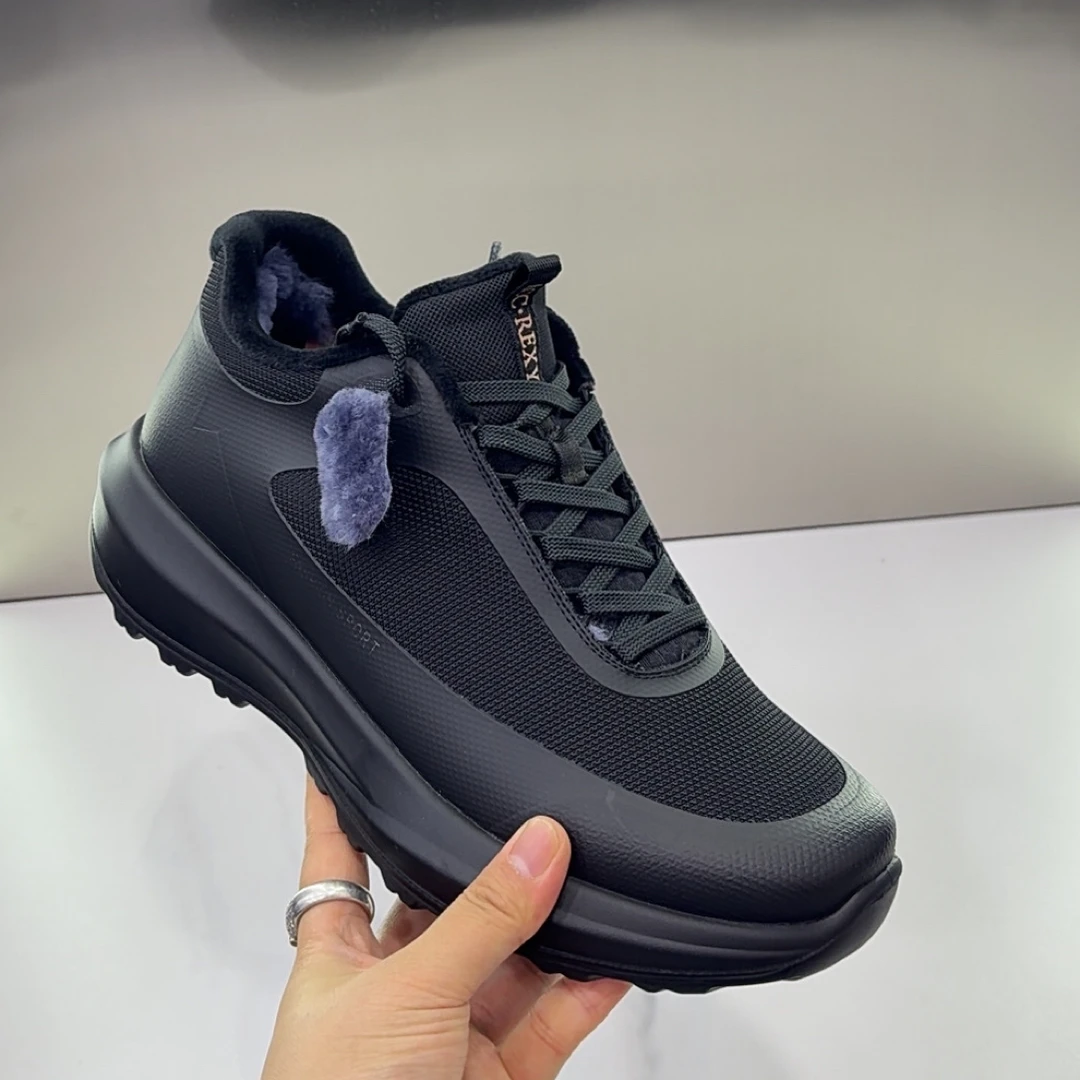 009c冬季加厚保暖羊毛健步鞋潮流户外男士防滑耐磨休闲棉鞋系带