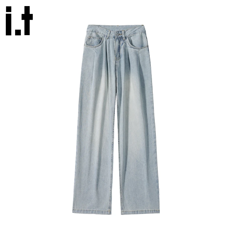 i.t:CHOCOOLATE高腰阔腿牛仔裤女2025新款秋冬通勤宽松显瘦直筒裤
