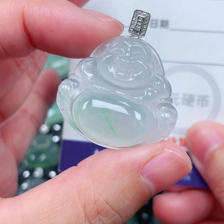 吊坠(不含链)18K金镶嵌翡翠