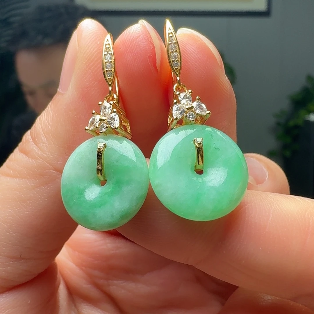 翡翠银S925镶嵌耳饰多样性发货其一