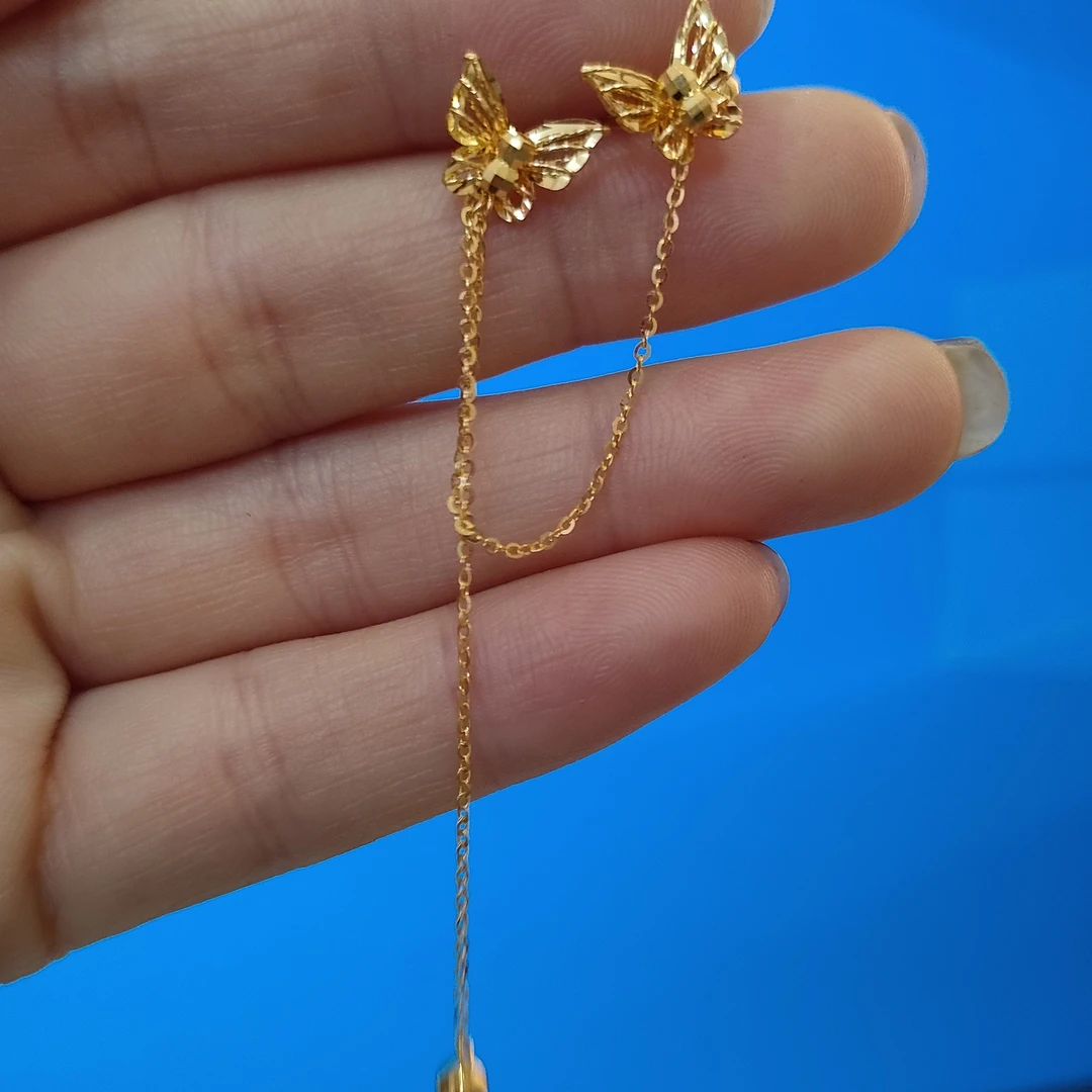 足金999 黄金拉丝蝴蝶耳夹2.8